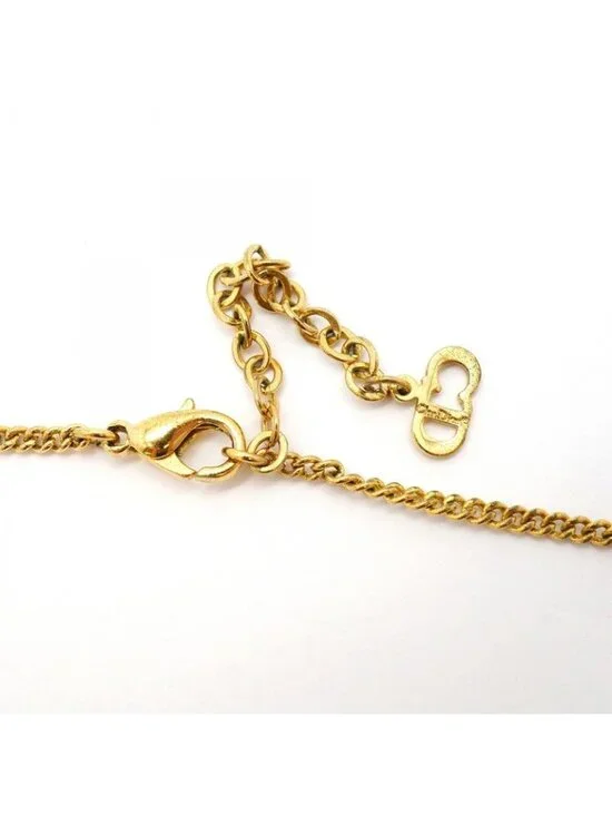 ★SOLD★ Dior Necklace Cdlogo Gold Plated Line Stone - Picture 4 of 5